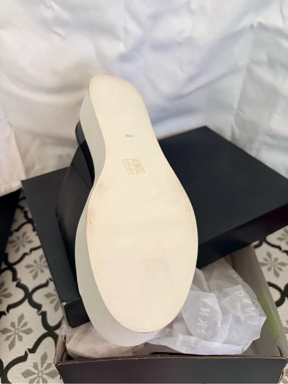 DKNY open toe platform slide